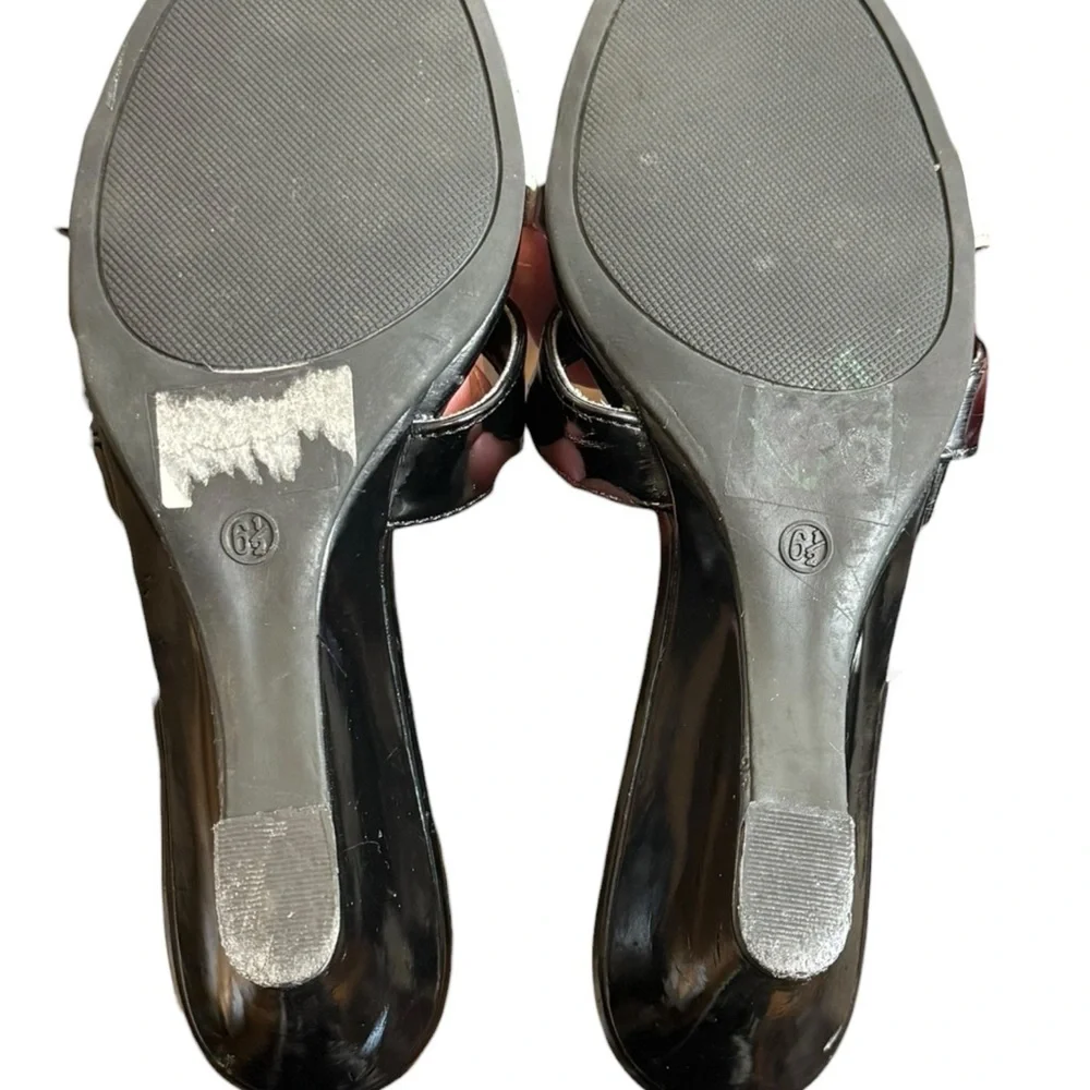 Dressbarn Black White Floral Accent Slide Heels Size 6½